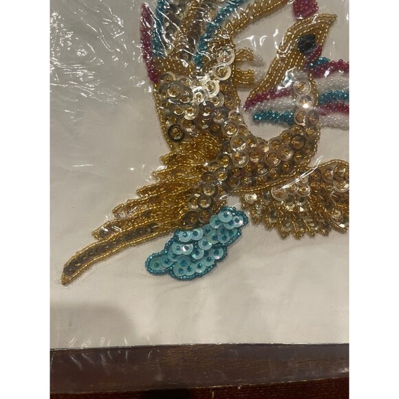 1 Sequin Embroidered Floral Bird Shaped appliqué - Picture 2 of 7